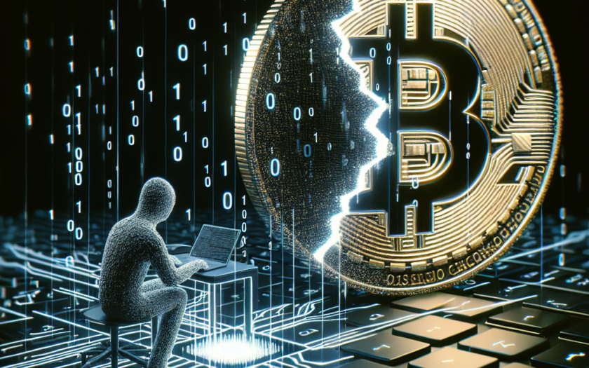 "Ethical hacker analyzing cryptocurrency exchange security on a laptop, highlighting the importance of identifying flaws in digital currency platforms."