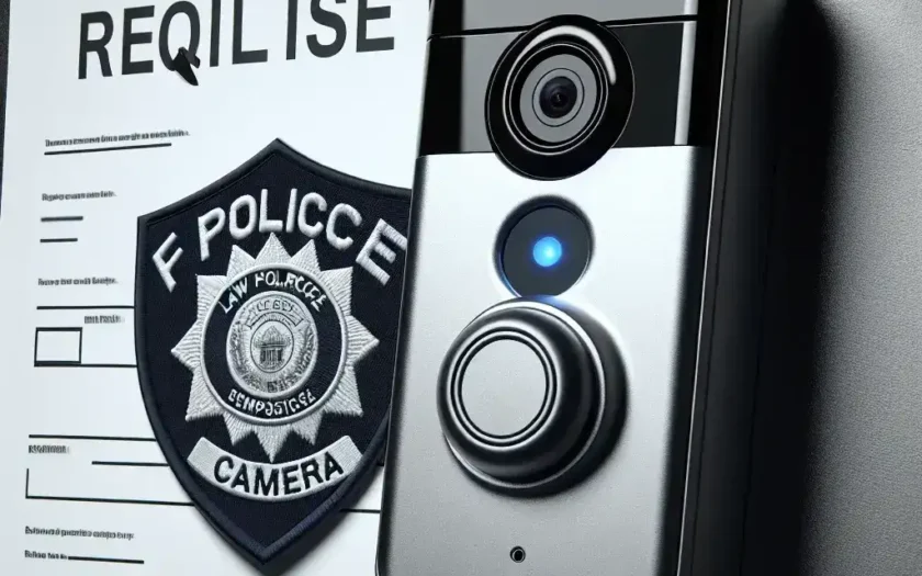 "Ring camera footage request form for law enforcement access, highlighting privacy and security measures in neighborhood safety initiatives."