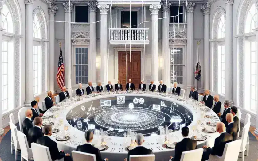 "Tech leaders at the White House dinner supporting Trump’s pro-innovation message, discussing advancements in technology and policy."