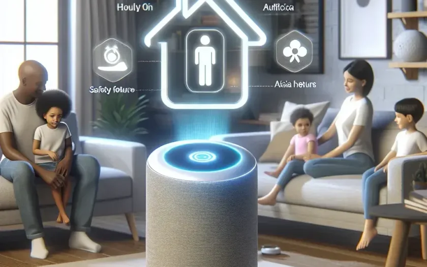 "Google Nest smart home device showcasing new AI safety features for U.S. households, including enhanced security and user-friendly interface."